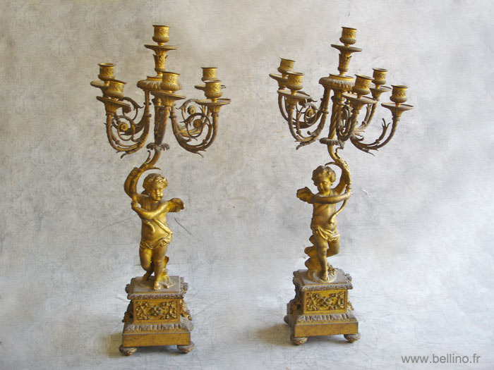Chandeliers XIXème en bronze doré avant réparation