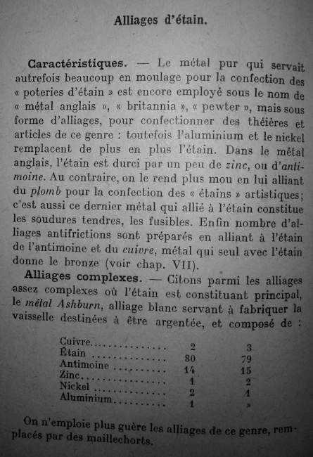 Exemples d'alliages d'étain alliages etain plomb