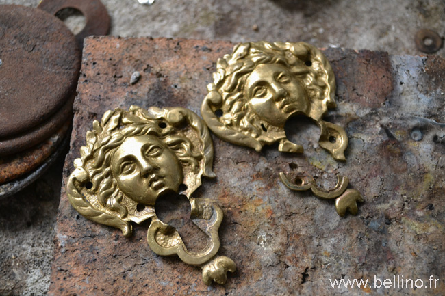 Entrée de serrure du bureau plat Boulle Louis XIV