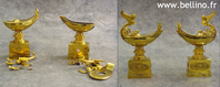 Restauration lampes a huile en bronze